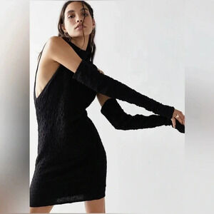 Free People Black Cut Out Backless Bodycon Midi Dress